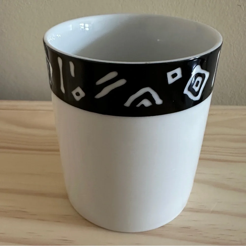 Pier 1 One Exclusive Monno White Black Coffee Mug Symbols Inca Set Of 2 Cups